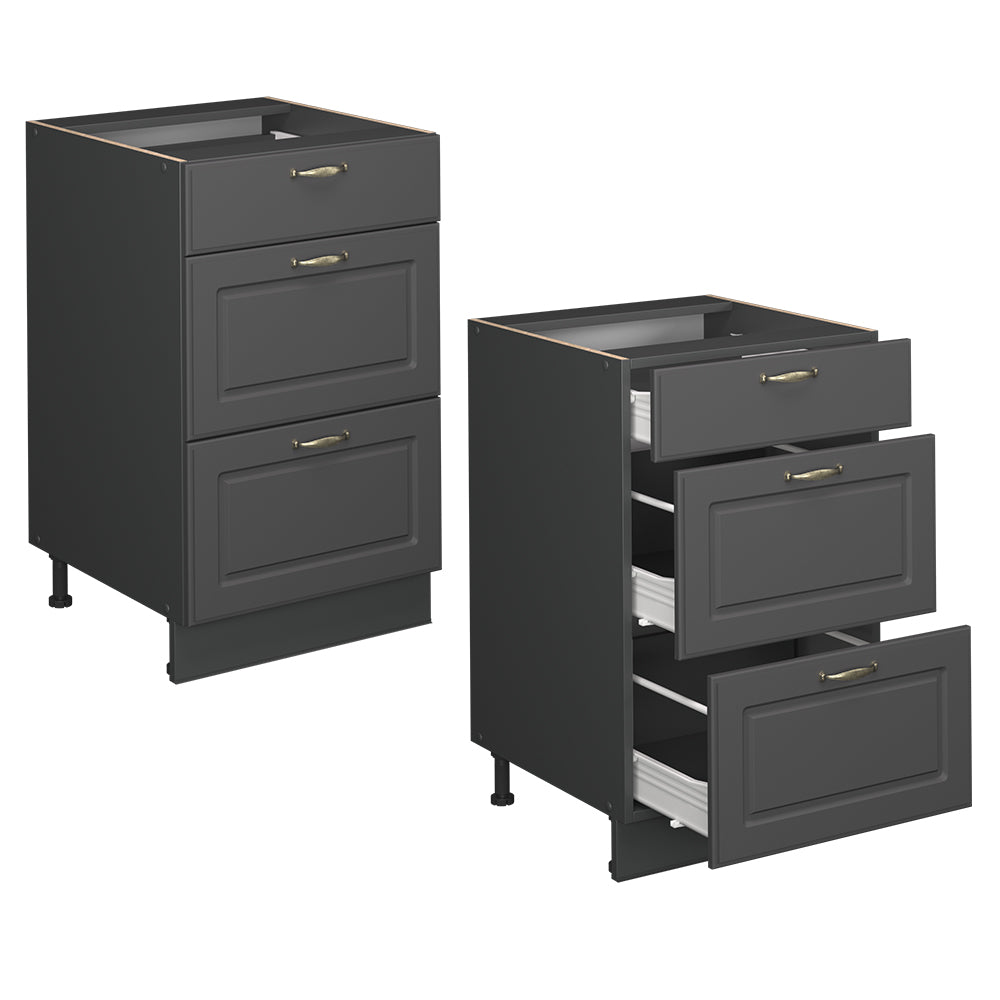 Vicco Mobiletto base per cucina Landhaus antrazit-oro 50 cm senza piano di lavoro