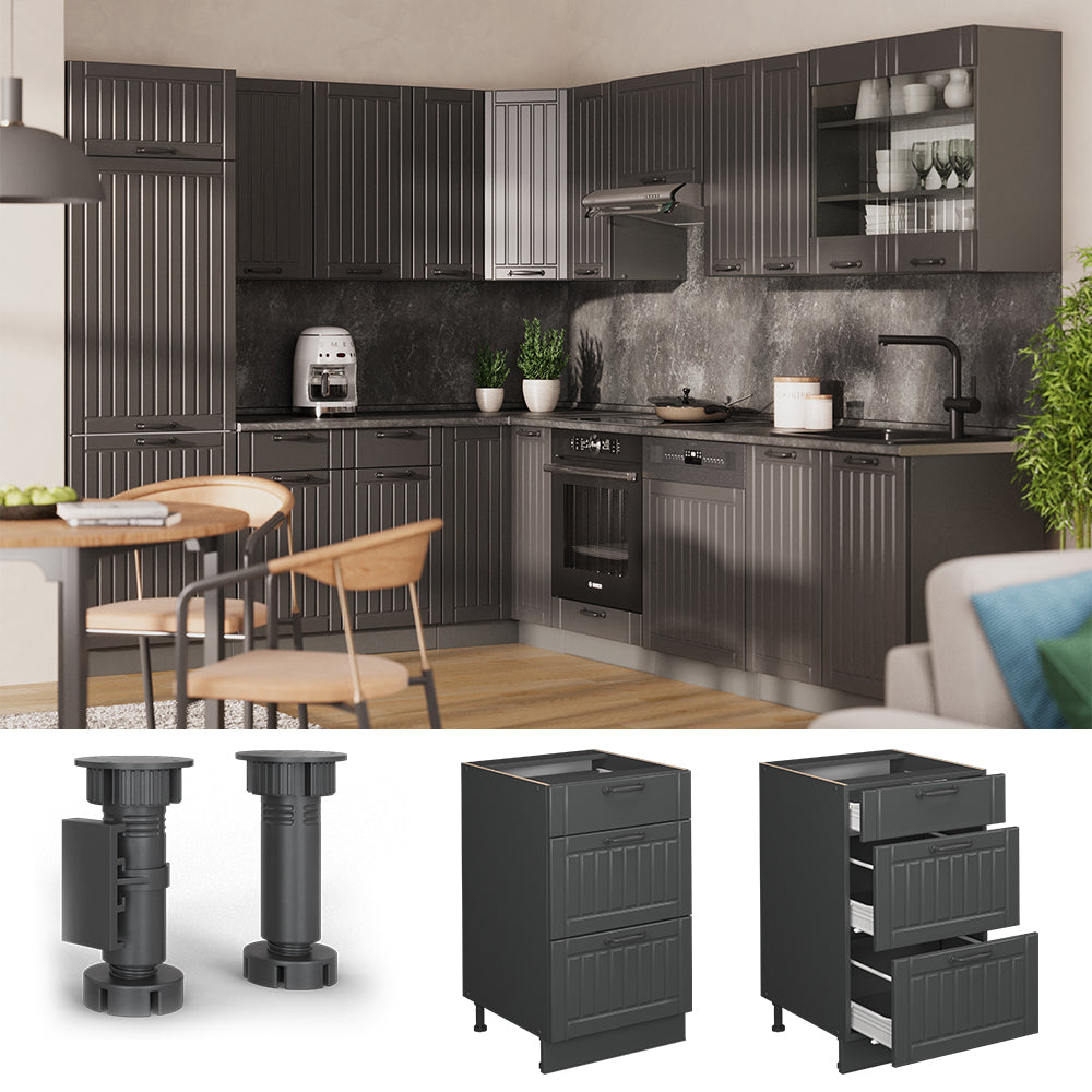 Vicco Mobiletto base per cucina Grigio scuro 50 cm senza piano di lavoro