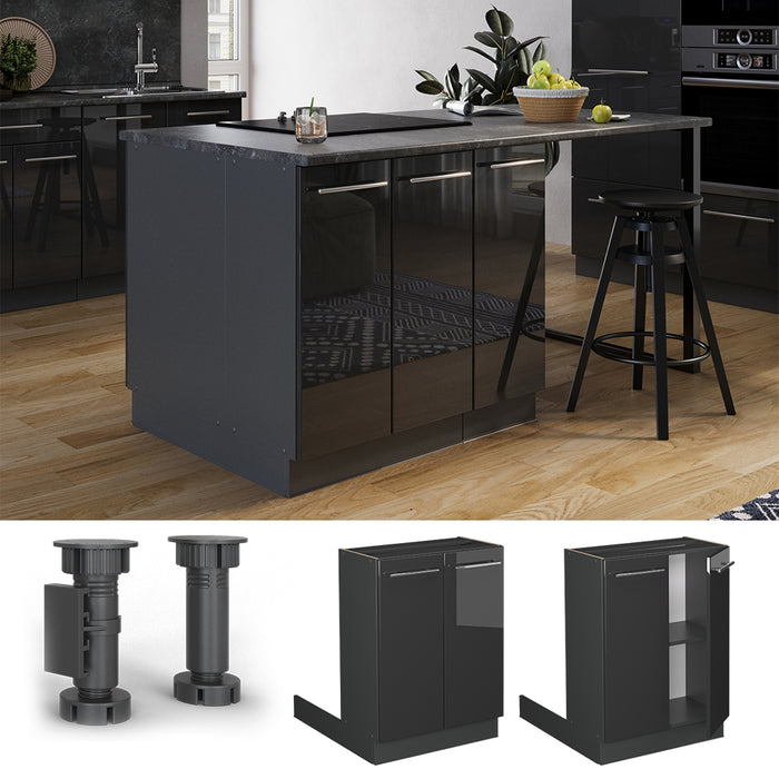 Vicco isola cucina Antracite lucido 60 cm senza piano di lavoro