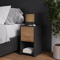 Vicco Comodino Antracite/quercia dorata 30 x 55 cm con 3 cassetti