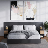 Vicco Comodino Antracite/quercia dorata 30 x 55 cm con 3 cassetti