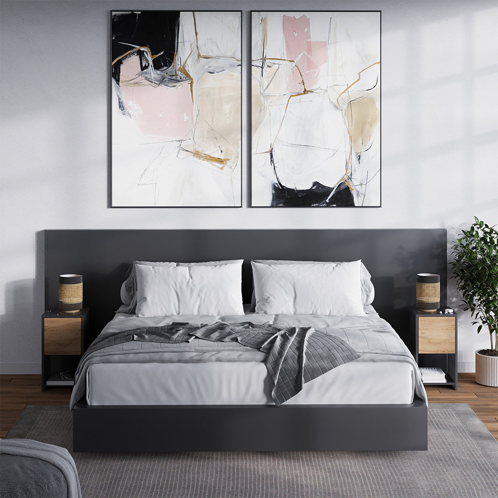 Vicco Comodino Antracite/quercia dorata Set di 2