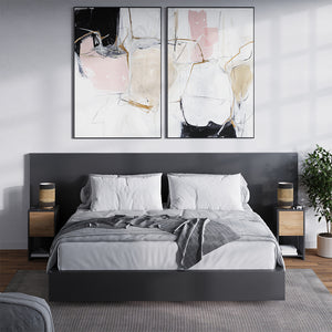 Vicco Comodino Antracite/quercia dorata Set di 2