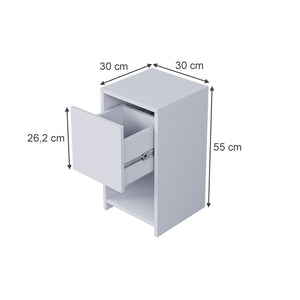 Vicco Comodino Bianco 30 x 55 cm con 3 cassetti