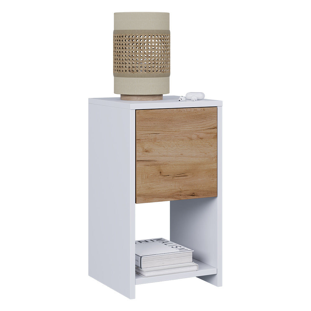 Vicco Comodino Rovere bianco/dorato 30 x 55 cm con 3 cassetti