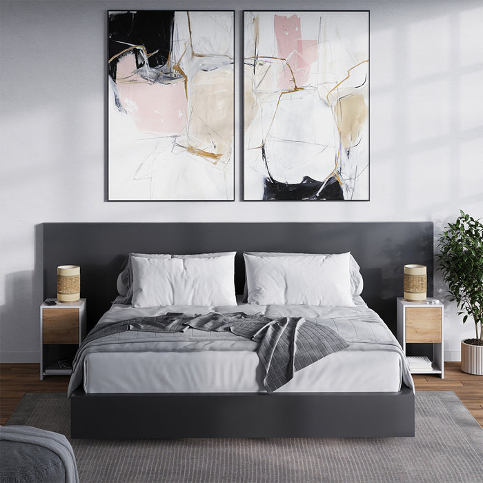 Vicco Comodino Rovere bianco/dorato 30 x 55 cm con 3 cassetti