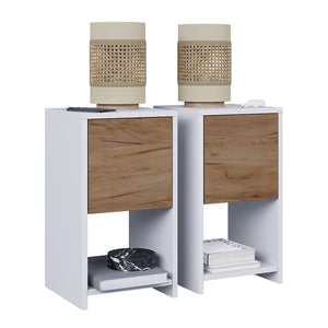 Vicco Comodino Rovere bianco/dorato Set di 2