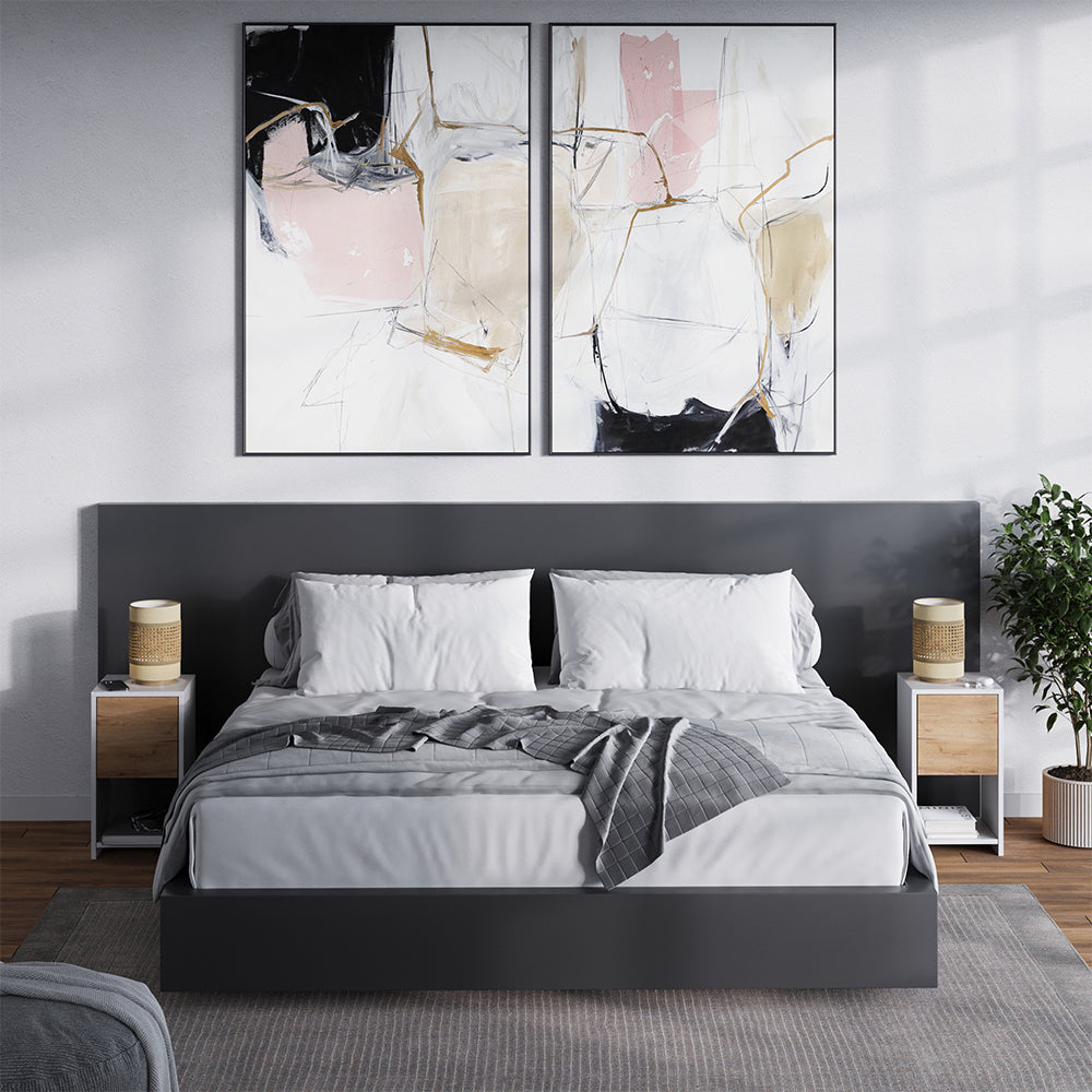 Vicco Comodino Rovere bianco/dorato Set di 2