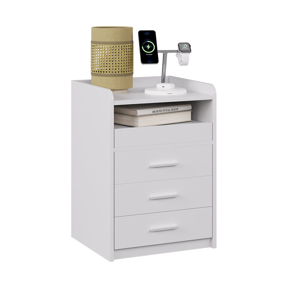 Vicco Comodino Bianco 45 x 64 cm con 3 cassetti