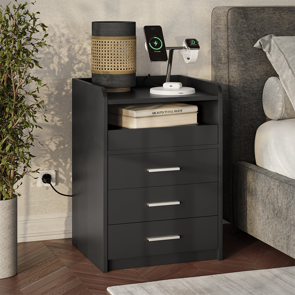 Vicco Comodino Antracite 45 x 64 cm con 3 cassetti