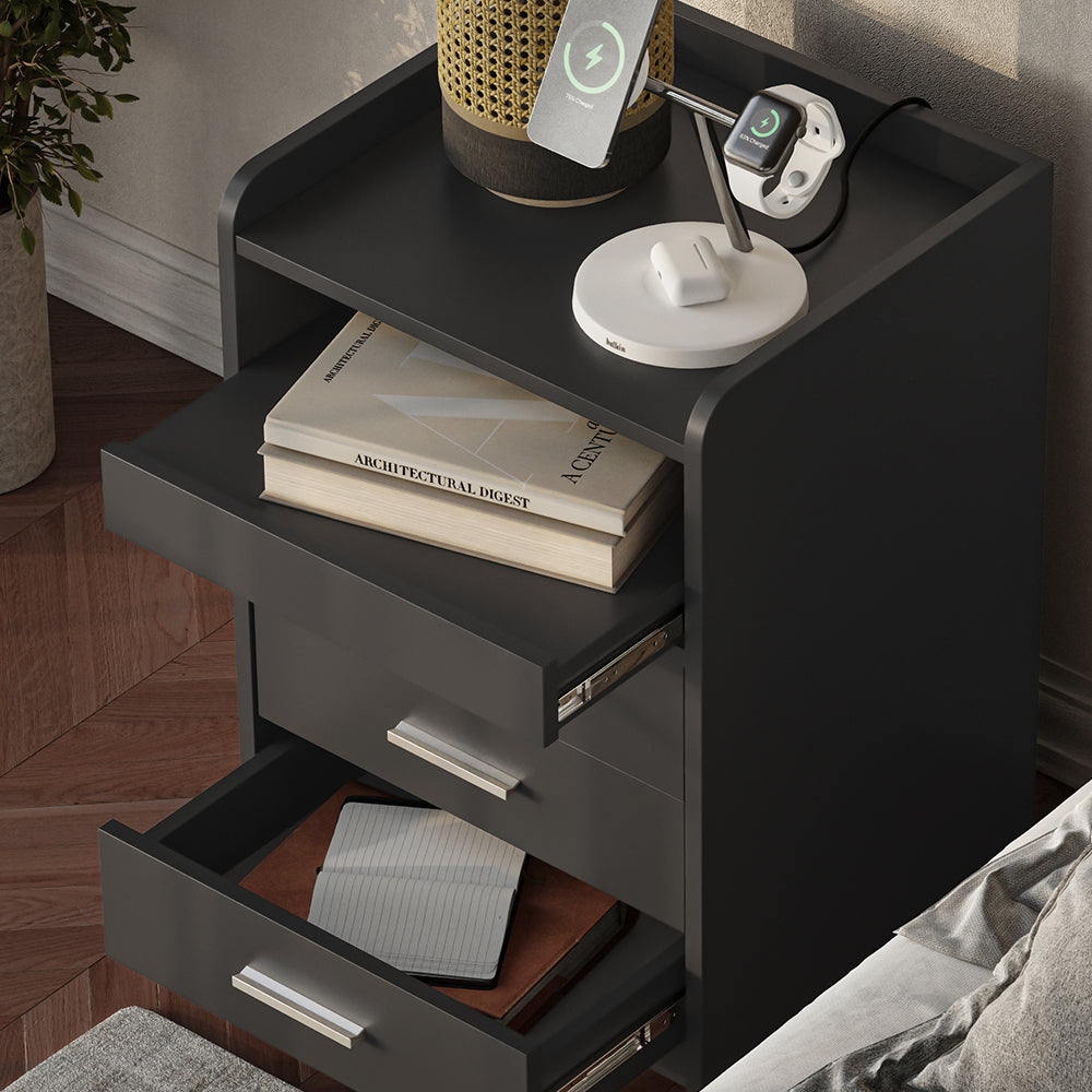 Vicco Comodino Antracite 45 x 64 cm con 3 cassetti