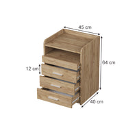 Vicco Comodino Quercia dorata 45 x 64 cm con 3 cassetti