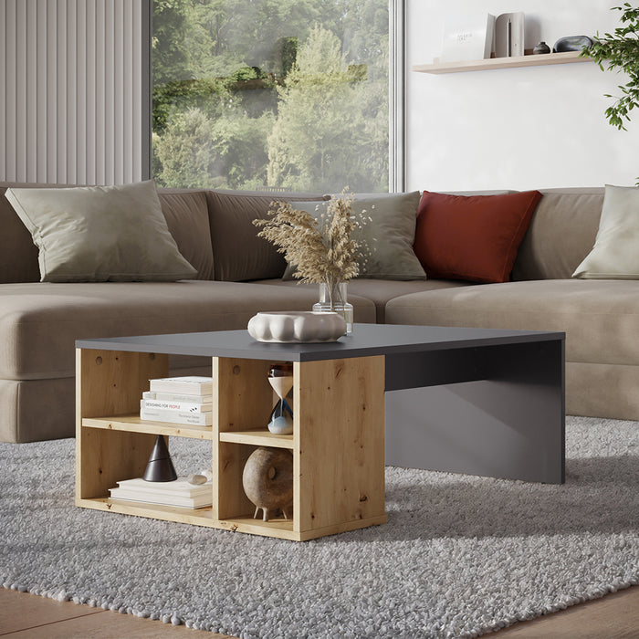 Vicco Tavolino da salotto Antracite/Artisan 90 x 60 cm con ripiani