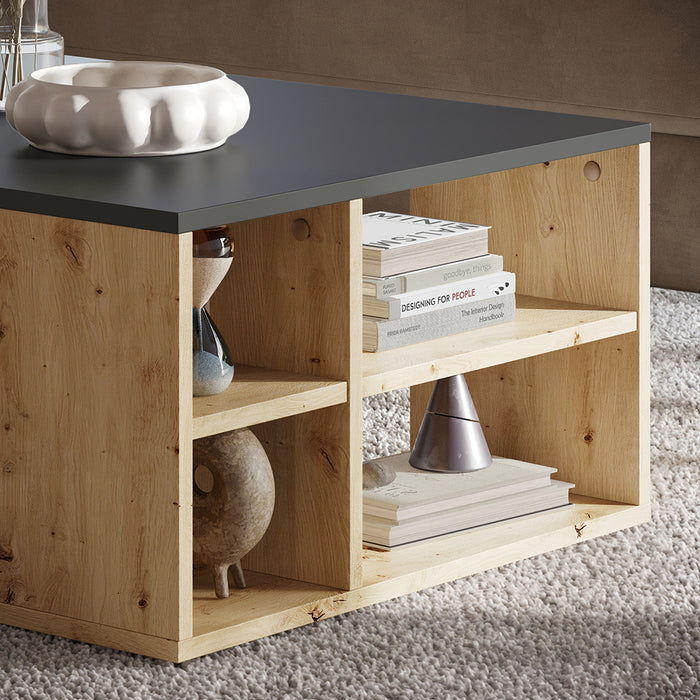 Vicco Tavolino da salotto Antracite/Artisan 90 x 60 cm con ripiani
