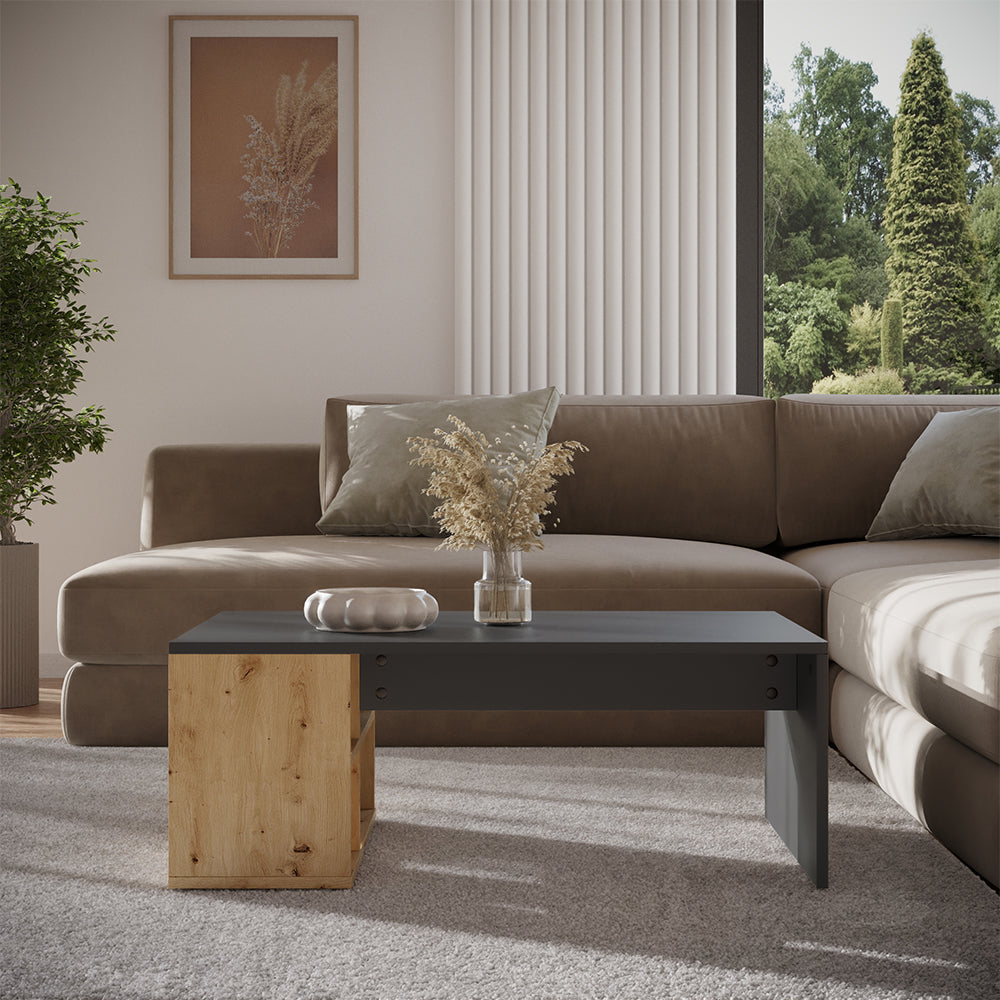 Vicco Tavolino da salotto Antracite/Artisan 90 x 60 cm con ripiani