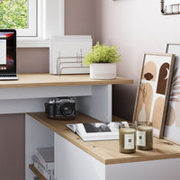 Vicco Scrivania angolare Bianco/Artisan 135 x 110 cm con ripiani