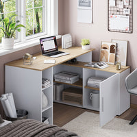 Vicco Scrivania angolare Bianco/Artisan 135 x 110 cm con ripiani