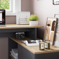 Vicco Scrivania angolare Antracite/Artisan 135 x 110 cm con ripiani