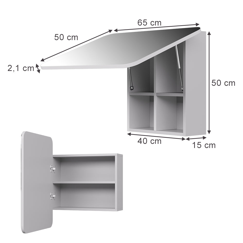 Vicco Specchio contenitore bagno Bianco 65 x 50 cm con ripiani