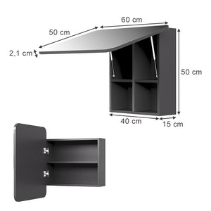 Vicco Specchio contenitore bagno Antracite 60 x 50 cm con ripiani