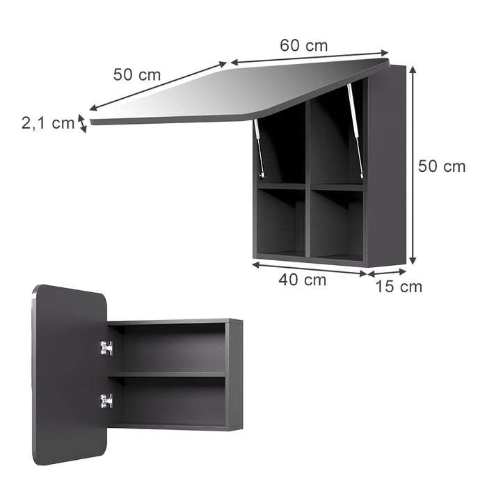 Vicco Specchio contenitore bagno Antracite 60 x 50 cm con ripiani