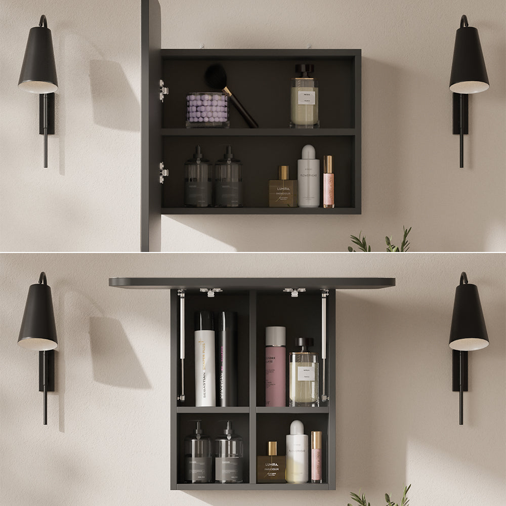 Vicco Specchio contenitore bagno Antracite 60 x 50 cm con ripiani