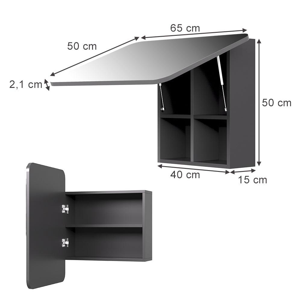 Vicco Specchio contenitore bagno Antracite 65 x 50 cm con ripiani
