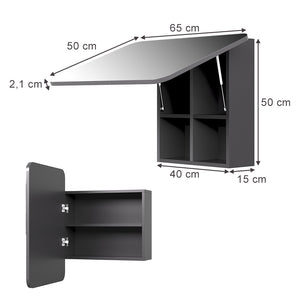 Vicco Specchio contenitore bagno Antracite 65 x 50 cm con ripiani