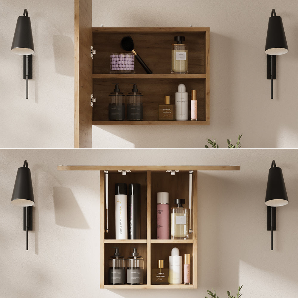 Vicco Specchio contenitore bagno Quercia dorata 65 x 50 cm con ripiani