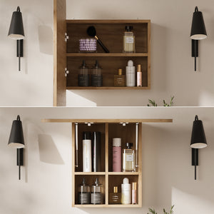 Vicco Specchio contenitore bagno Quercia dorata 65 x 50 cm con ripiani