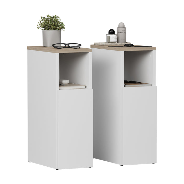 Vicco Comodino Bianco/Sonoma Set di 2