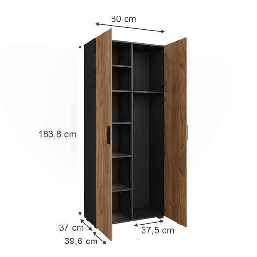 Vicco Armadio universale Antracite/quercia dorata 80 x 183.8 cm