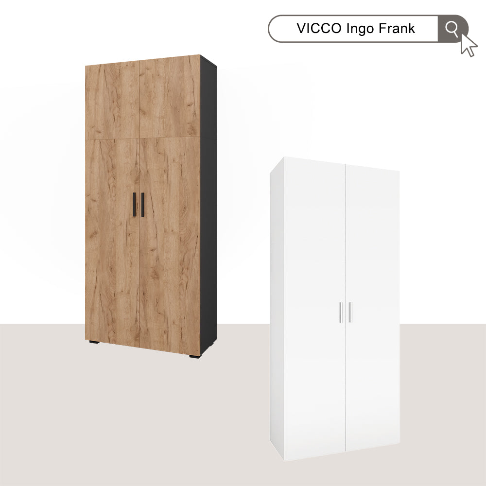 Vicco Armadio universale Antracite/quercia dorata 80 x 241.2 cm con piano superiore e modulo cassetto