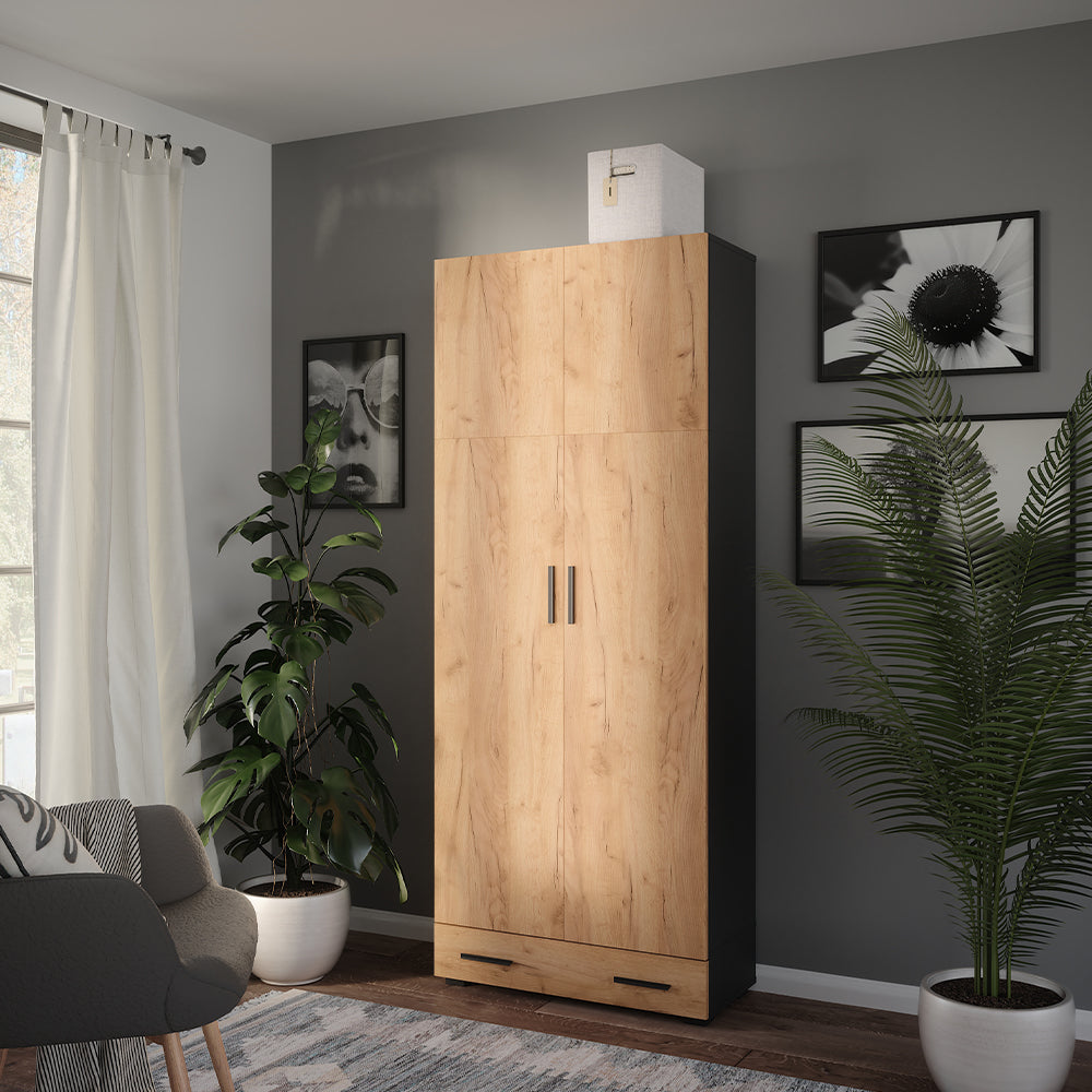 Vicco Armadio universale Antracite/quercia dorata 80 x 201.2 cm con modulo cassetto