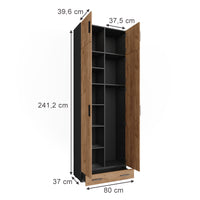 Vicco Armadio universale Antracite/quercia dorata 80 x 241.2 cm con piano superiore e modulo cassetto