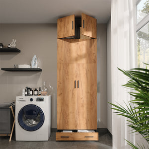 Vicco Armadio universale Antracite/quercia dorata 80 x 241.2 cm con piano superiore e modulo cassetto