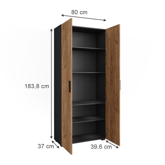 Vicco Scaffale per file Antracite/quercia dorata 80 x 183.8 cm