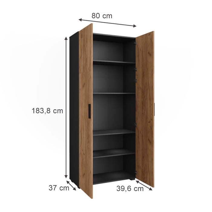 Vicco Scaffale per file Antracite/quercia dorata 80 x 183.8 cm