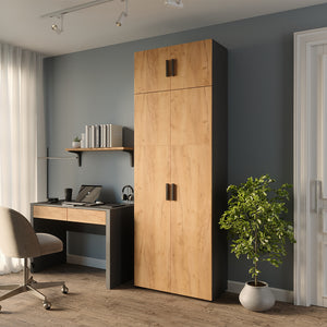 Vicco Scaffale per file Antracite/quercia dorata 80 x 223.8 cm con attacco per mobile