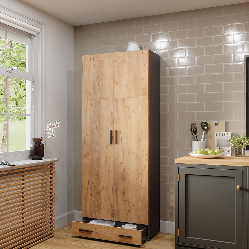 Vicco Scaffale per file Antracite/quercia dorata 80 x 201.2 cm con modulo cassetto