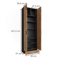Vicco Scaffale per file Antracite/quercia dorata 80 x 241.2 cm con piano superiore e modulo cassetto
