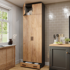 Vicco Scaffale per file Antracite/quercia dorata 80 x 241.2 cm con piano superiore e modulo cassetto