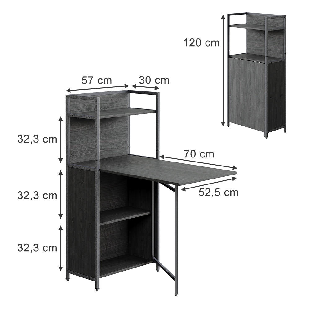 Vicco Scrivania Nero 57 x 30 cm con piano del tavolo pieghevole