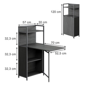 Vicco Scrivania Nero 57 x 30 cm con piano del tavolo pieghevole