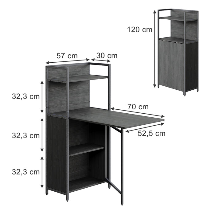 Vicco Scrivania Nero 57 x 30 cm con piano del tavolo pieghevole