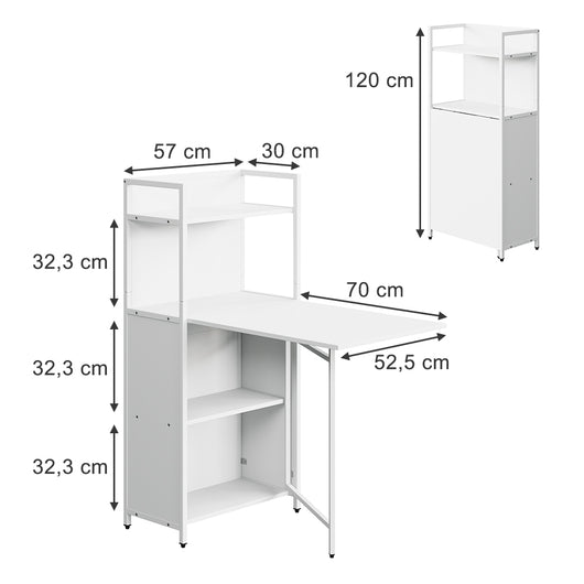 Vicco Scrivania Bianco 57 x 30 cm con piano del tavolo pieghevole