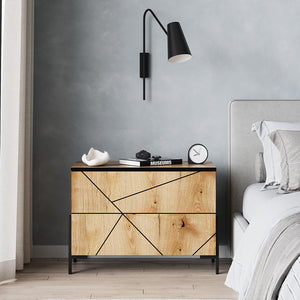 Vicco Comodino camera da letto Rovere 78 x 55.2 cm con 2 cassetti