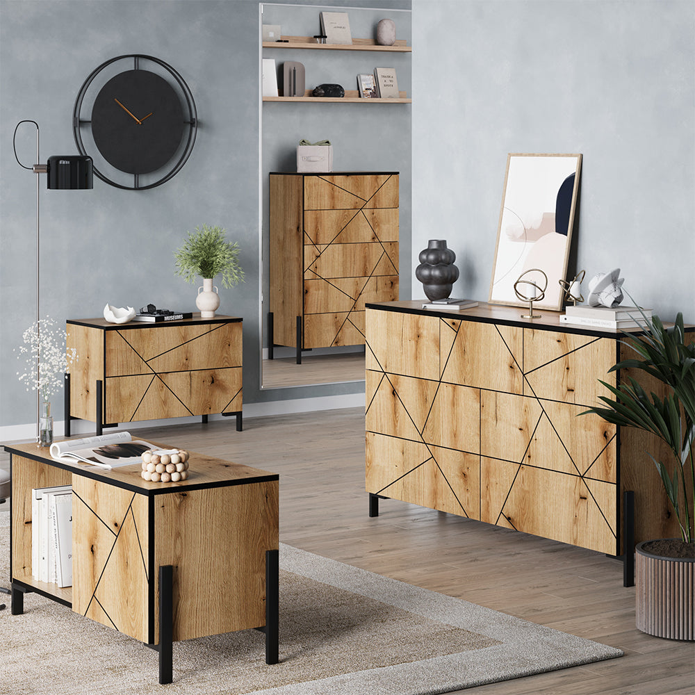 Vicco Comodino camera da letto Rovere 78 x 55.2 cm con 2 cassetti