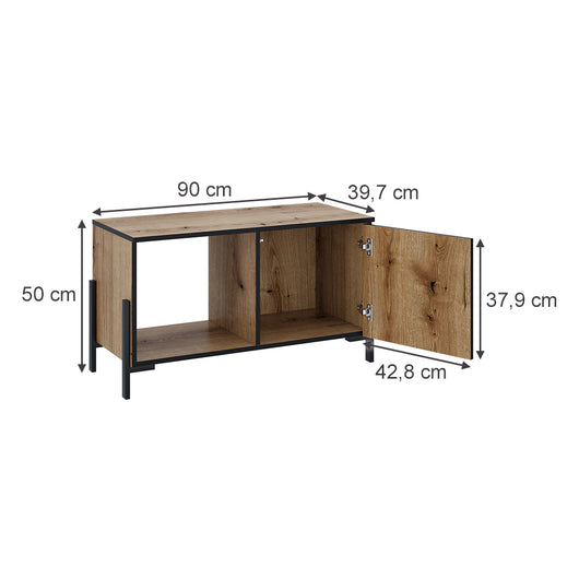 Vicco Tavolino da salotto Rovere 90 x 39.7 cm con 1 porta