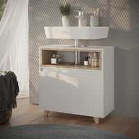 Vicco Mobile sottolavabo per bagno Bianco/quercia 60 x 61 cm con 2 porte